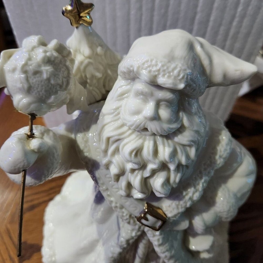 Herald Christmas Musical Magical Santa Porcelain 24K Gold Trim Original Box WORK